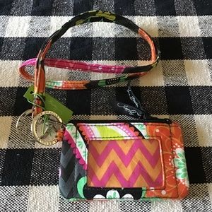 Vera Bradley Zip ID Case and Lanyard in Ziggy Zinnias multi